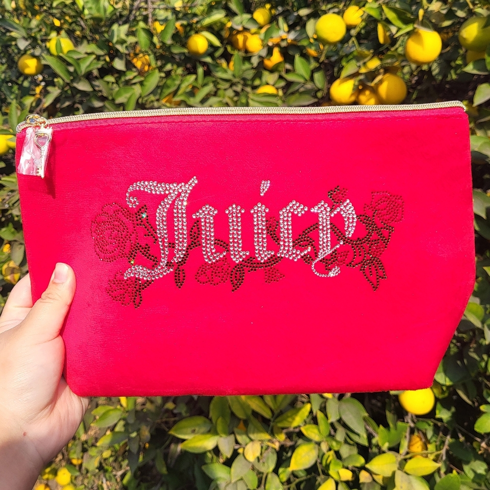 NWT Red Rhinestone Velour Juicy Couture Travel Bag